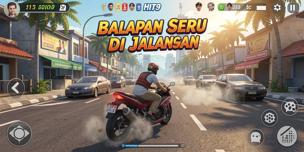 Tampilan gameplay HIT9 yang mendebarkan dengan lintasan balapan menantang.