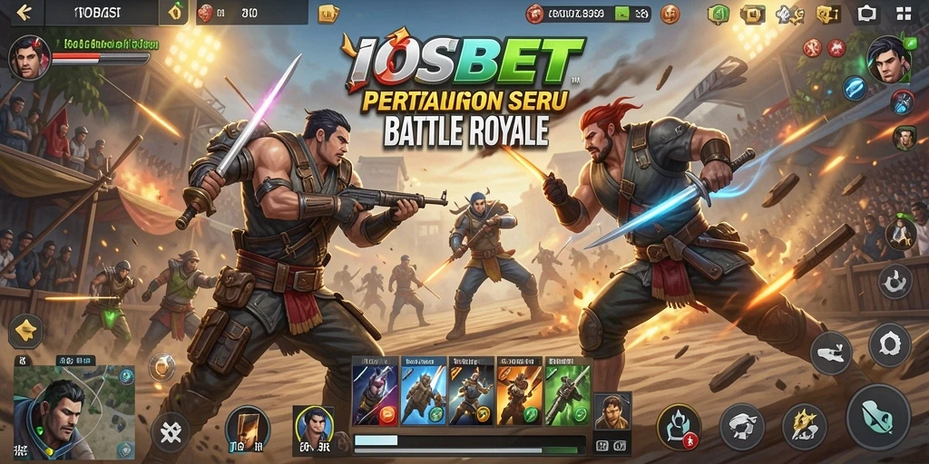 Screenshot IOSBET menunjukkan pertarungan seru dalam permainan Battle Royale.
