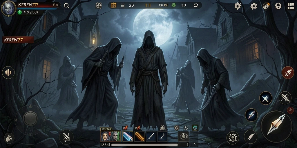 Screenshot gameplay KEREN77 menampilkan momen menegangkan dalam kegelapan.