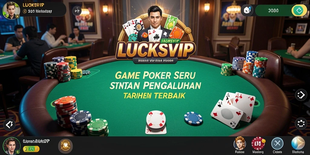 Tampilan layar utama LUCKSVIP menampilkan pertandingan poker yang seru.