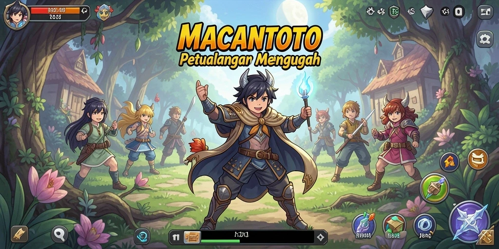 Tampilan gameplay menarik dari MACANTOTO yang menggambarkan petualangan Anime.