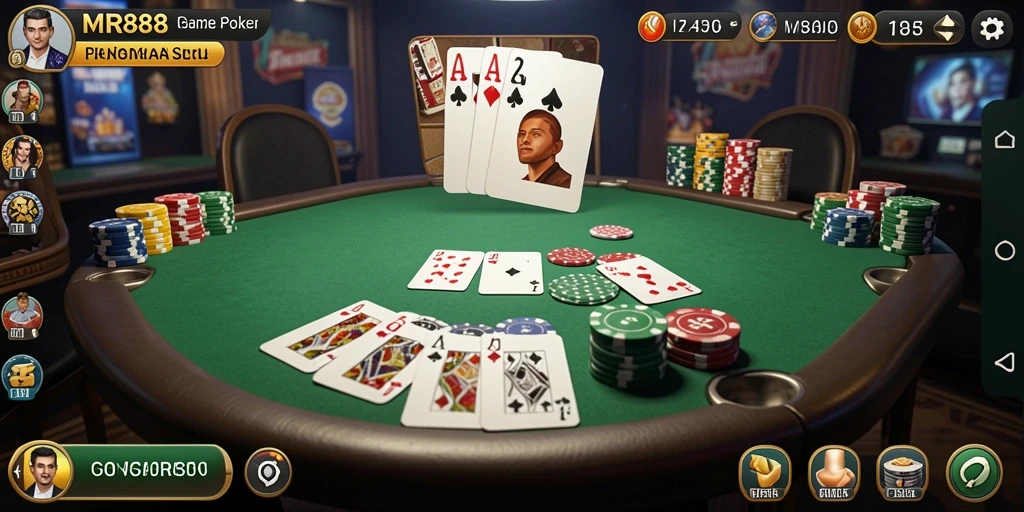 Tampilan gameplay Poker yang seru dalam MR888.