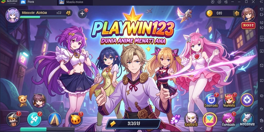 Tampilan gameplay yang memukau dari PLAYWIN123 dengan karakter anime yang hidup.