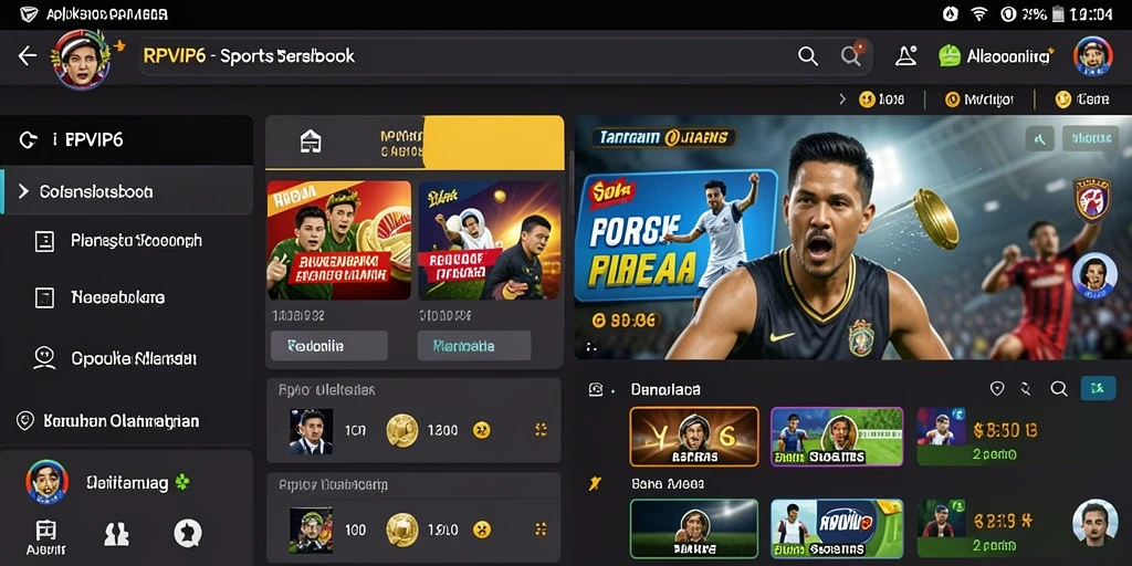 Screenshot utama RPVIP6 menampilkan antarmuka taruhan olahraga yang menarik.