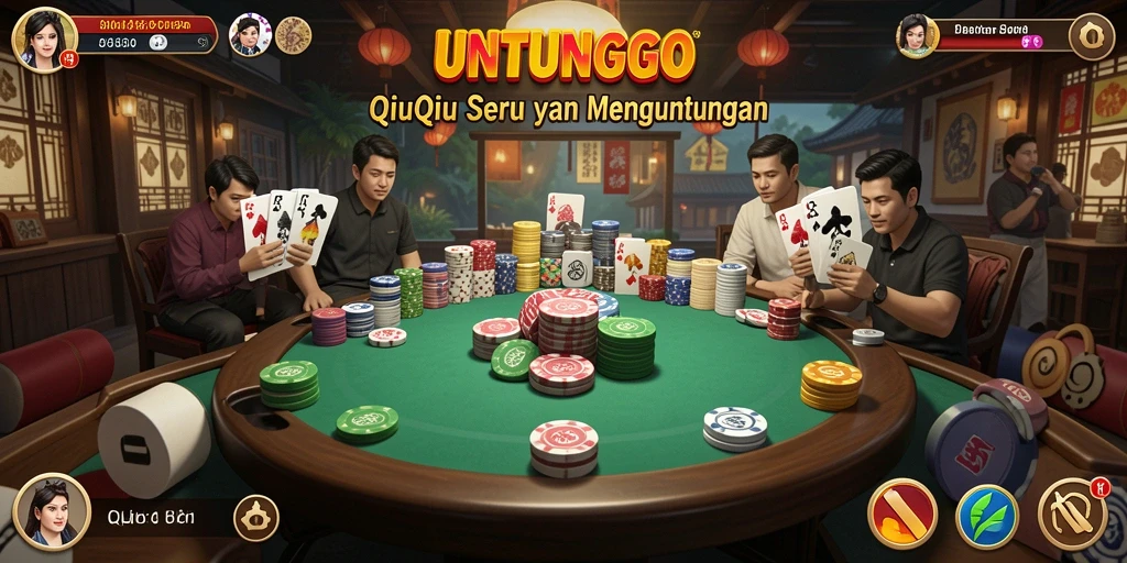 Tangkapan layar gameplay UNTUNGGO yang menggambarkan suasana permainan QiuQiu.